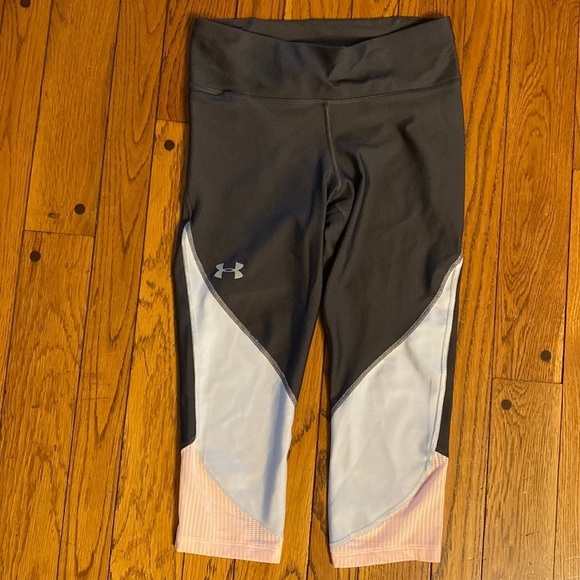 Under Armour Pants - Under Armour grey and pink compression below the knee tights leggings